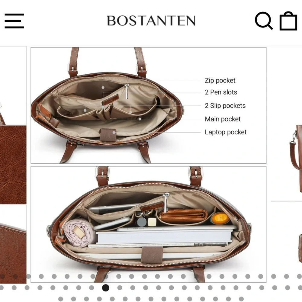 BOSTANTEN Carol Women’s Leather Laptop Tote Bag briefcase - Picture 7 of 8